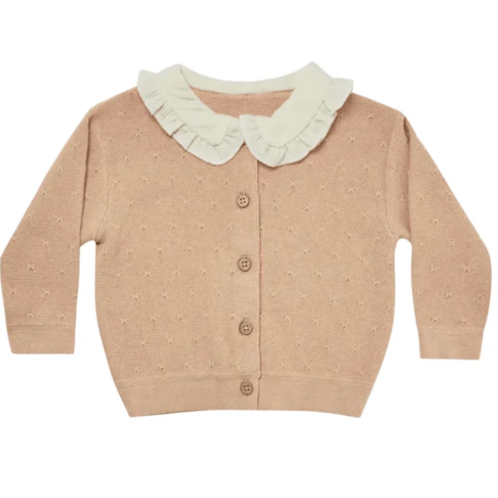 Ruffle collar Cardigan Blush